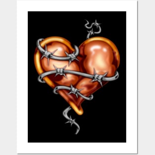 Barbed Wire Broken Heart Creepy Valentine Posters and Art